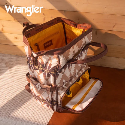Wrangle Aztec Printed Callie Backpack/Diaper Bag - Tan