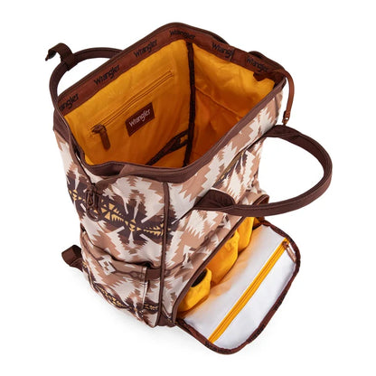Wrangle Aztec Printed Callie Backpack/Diaper Bag - Tan