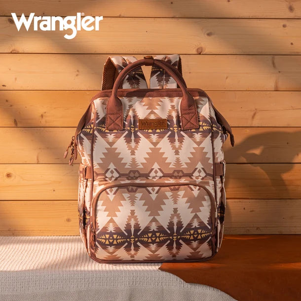 Wrangle Aztec Printed Callie Backpack/Diaper Bag - Tan