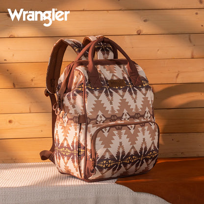 Wrangle Aztec Printed Callie Backpack/Diaper Bag - Tan