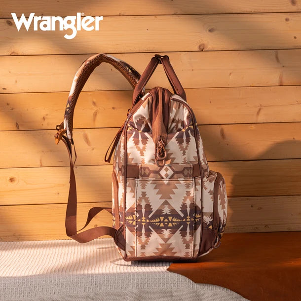 Wrangle Aztec Printed Callie Backpack/Diaper Bag - Tan