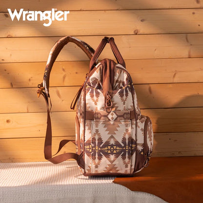 Wrangle Aztec Printed Callie Backpack/Diaper Bag - Tan