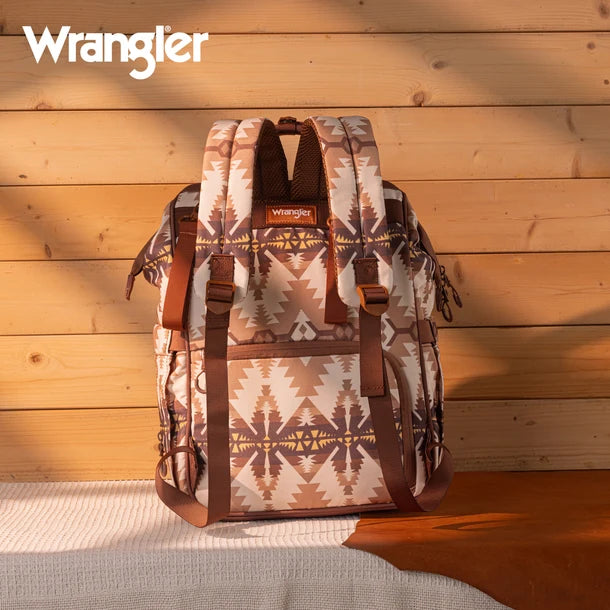 Wrangle Aztec Printed Callie Backpack/Diaper Bag - Tan
