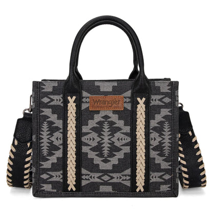 Wrangler Southwestern Print Small Canvas Tote/Crossbody - Black