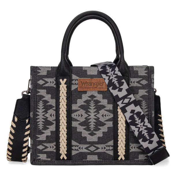 Wrangler Southwestern Print Small Canvas Tote/Crossbody - Black