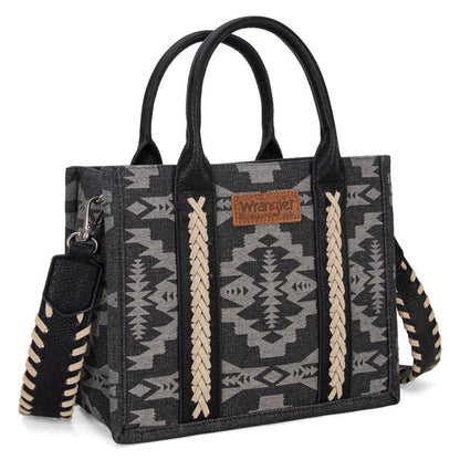Wrangler Southwestern Print Small Canvas Tote/Crossbody - Black