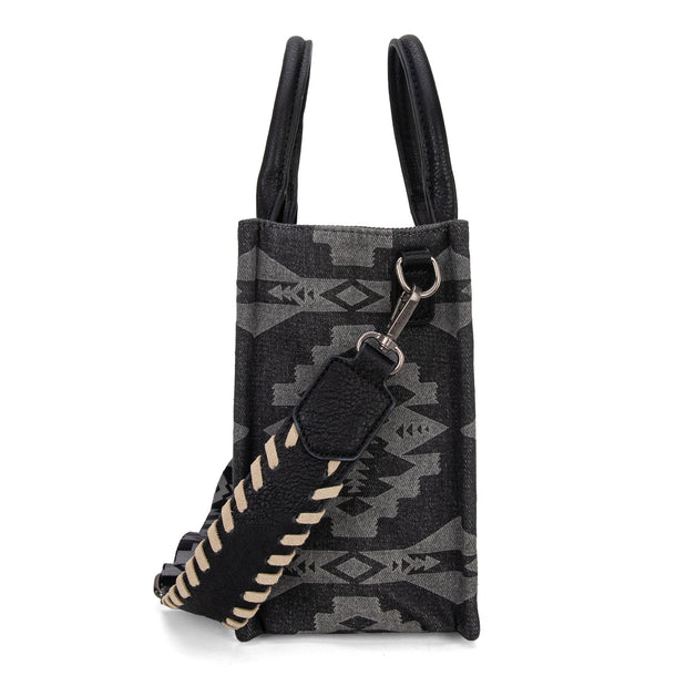Wrangler Southwestern Print Small Canvas Tote/Crossbody - Black