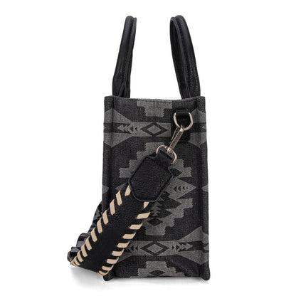 Wrangler Southwestern Print Small Canvas Tote/Crossbody - Black