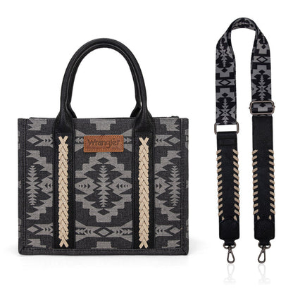 Wrangler Southwestern Print Small Canvas Tote/Crossbody - Black