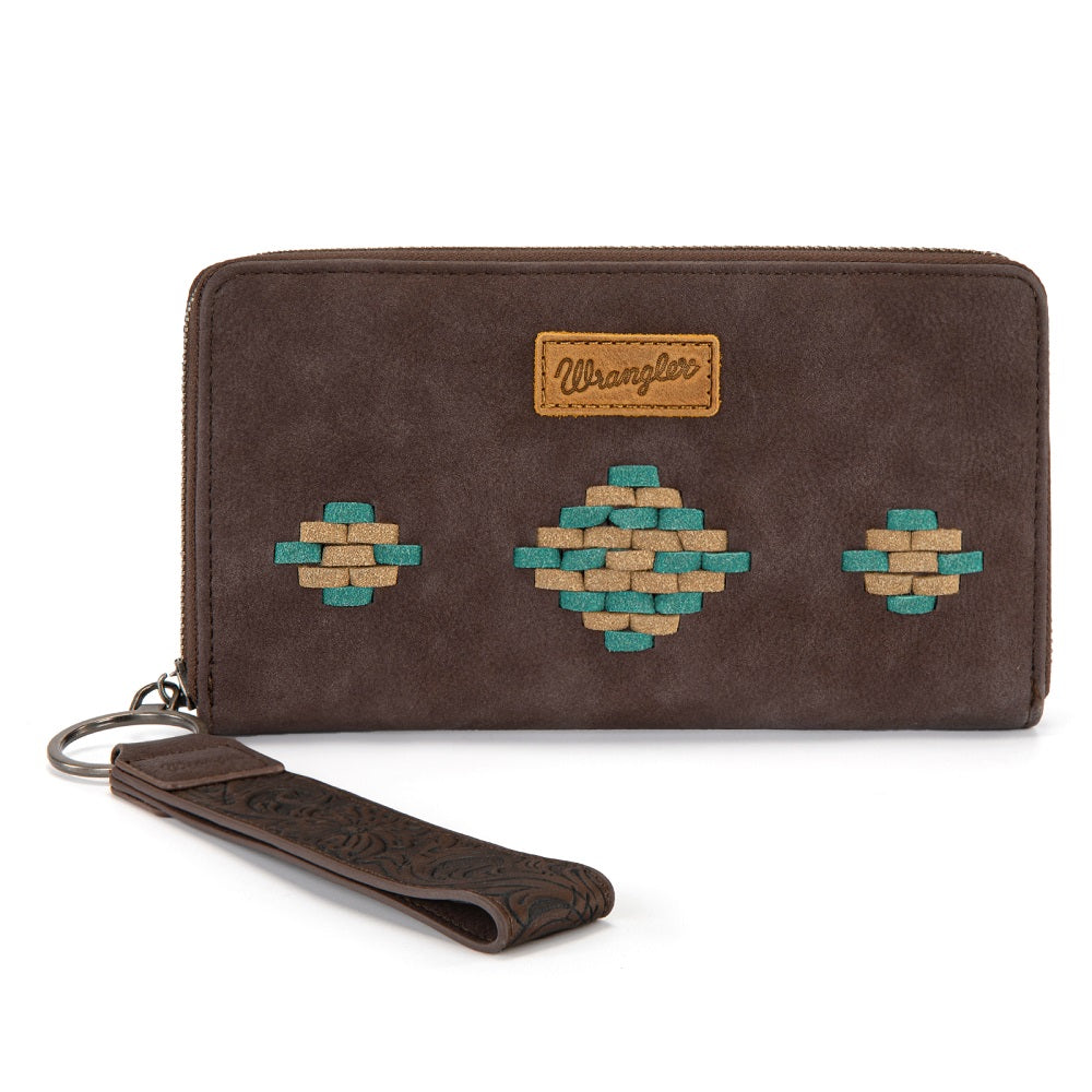 Wrangler Woven RFID Zip Wallet - Coffee