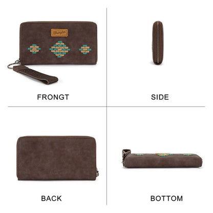 Wrangler Woven RFID Zip Wallet - Coffee