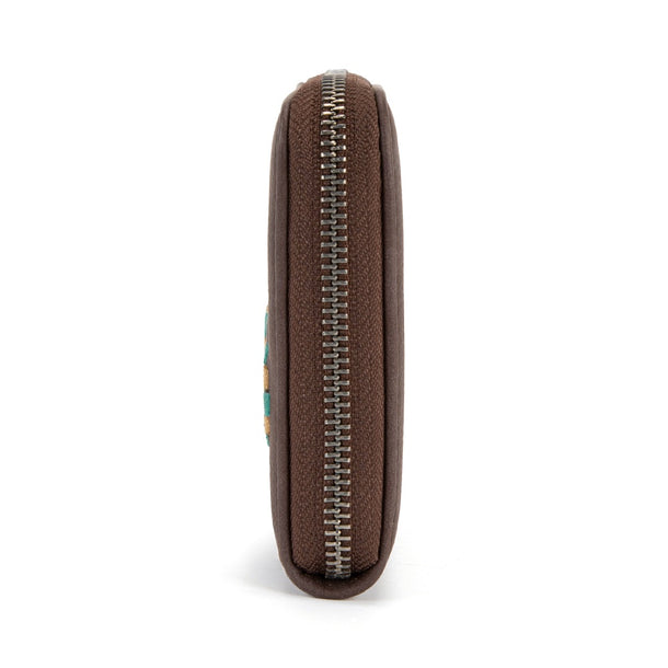 Wrangler Woven RFID Zip Wallet - Coffee