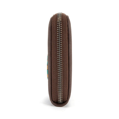 Wrangler Woven RFID Zip Wallet - Coffee
