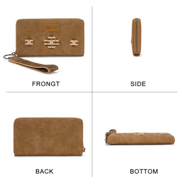 Wrangler Woven RFID Zip Wallet - Khaki