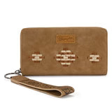 Wrangler Aztec Woven Zip Around Wallet with Wristlet - Khaki