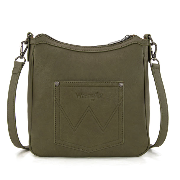 Wrangler Sherpa Aztec Canvas Crossbody - Green