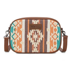 Wrangler Sherpa Aztec Canvas Crossbody - Brown