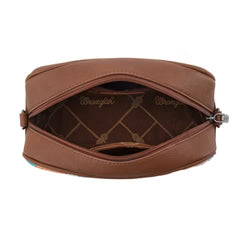 Wrangler Sherpa Aztec Canvas Crossbody - Brown