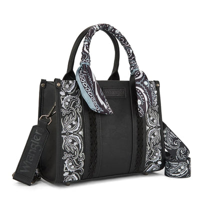 Wrangler Braided Paisley Bandana Tote Bag - Black