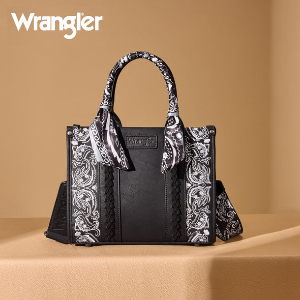 Wrangler Braided Paisley Bandana Tote Bag - Black