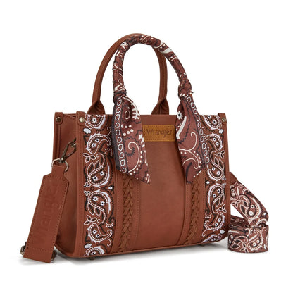 Wrangler Braided Paisley Bandana Tote Bag - Brown