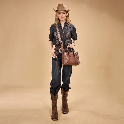 Wrangler Braided Paisley Bandana Tote Bag - Brown