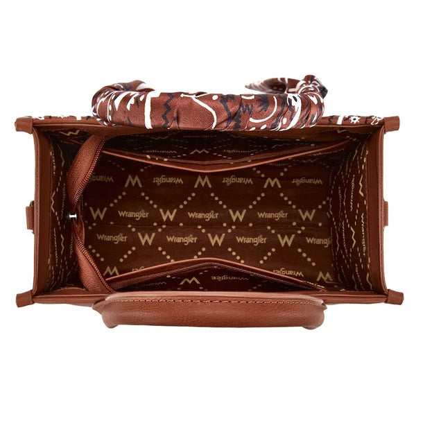 Wrangler Braided Paisley Bandana Tote Bag - Brown
