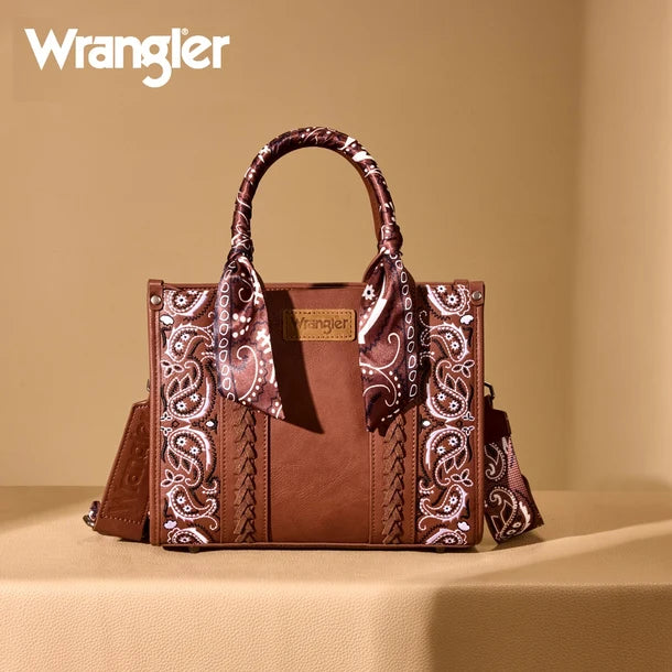 Wrangler Braided Paisley Bandana Tote Bag - Brown