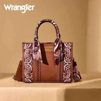 Wrangler Braided Paisley Bandana Tote Bag - Brown