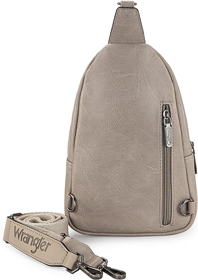 Wrangler Sling Bag/Crossbody/Chest Bag Dual Zippered Compartment - Light Grey