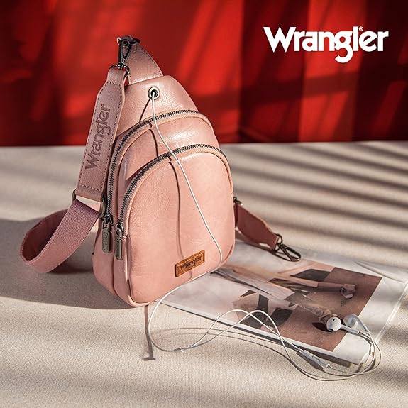 Wrangler Sling Bag/Crossbody/Chest Bag Dual Zippered Compartment - Pink
