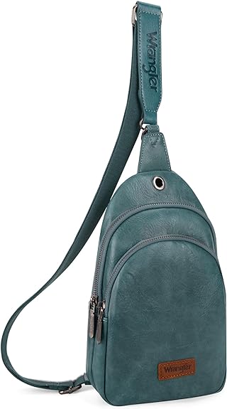Wrangler Sling Bag/Crossbody/Chest Bag Dual Zippered Compartment - Turquoise