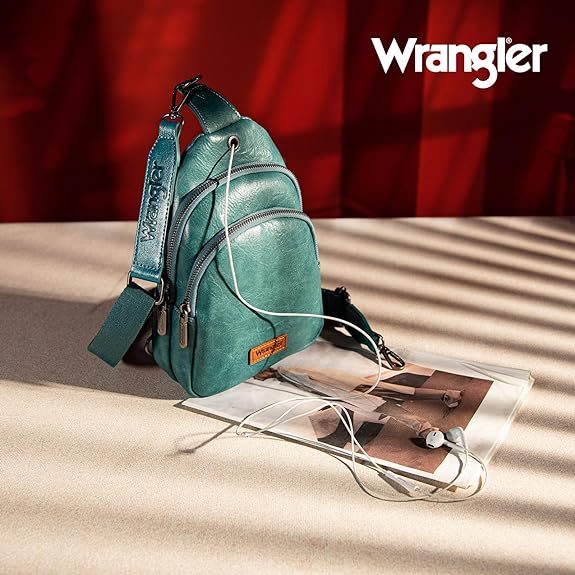 Wrangler Sling Bag/Crossbody/Chest Bag Dual Zippered Compartment - Turquoise