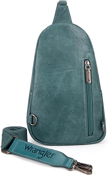 Wrangler Sling Bag/Crossbody/Chest Bag Dual Zippered Compartment - Turquoise