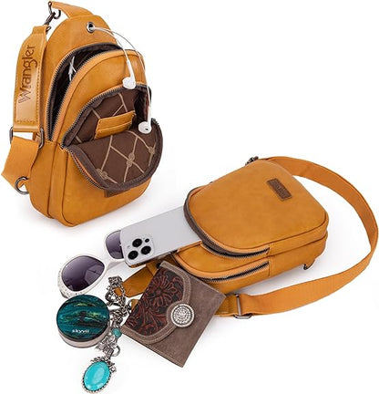 Wrangler Sling Bag/Crossbody/Chest Bag Dual Zippered Compartment - Yellow