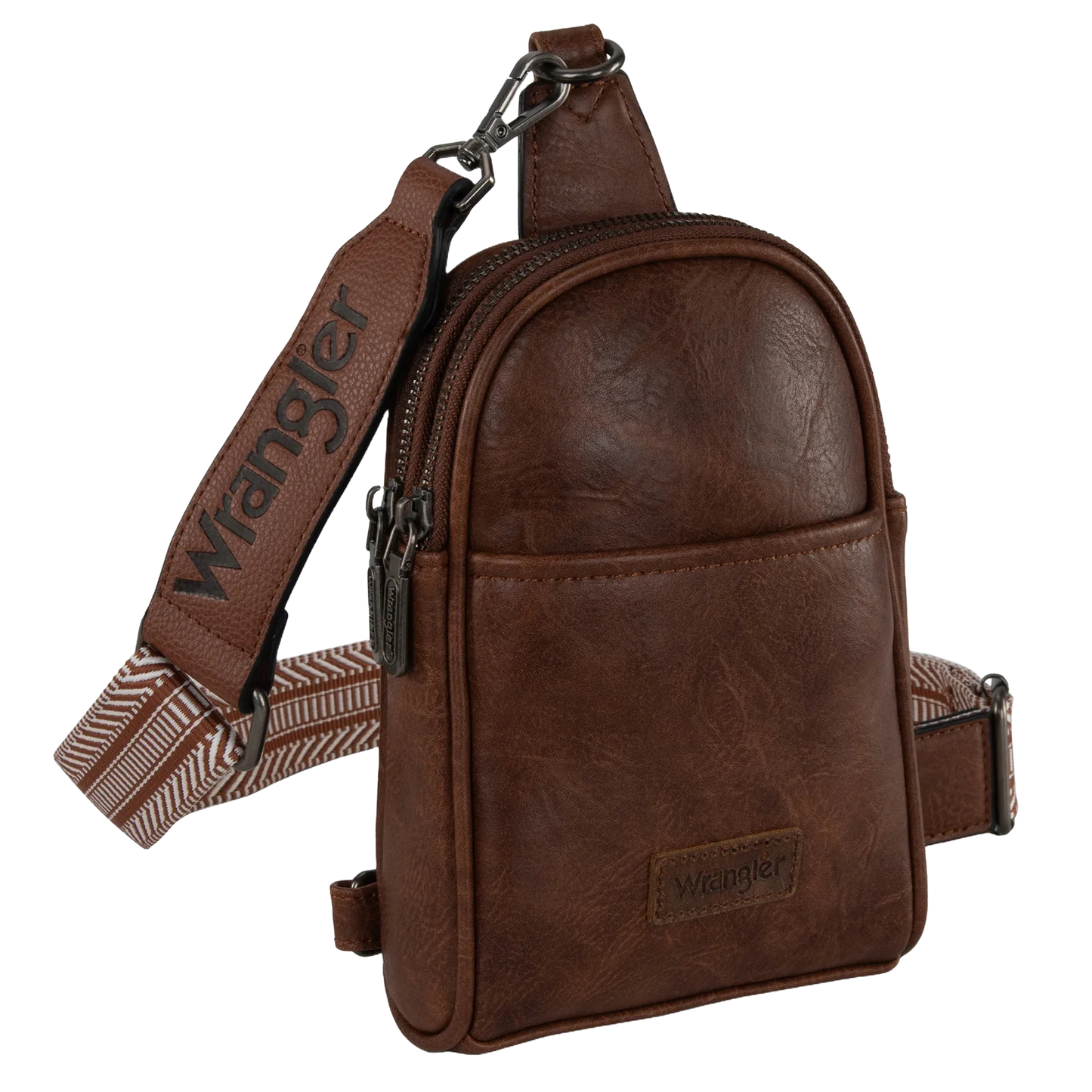 Wrangler Ladies Graphic Dark Brown Sling Crossbody Bag