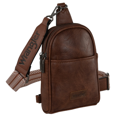 Wrangler Ladies Graphic Dark Brown Sling Crossbody Bag