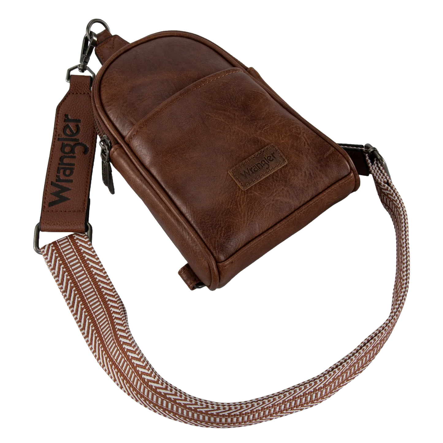 Wrangler Ladies Graphic Dark Brown Sling Crossbody Bag