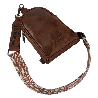 Wrangler Ladies Graphic Dark Brown Sling Crossbody Bag