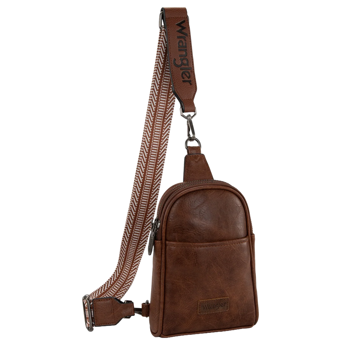 Wrangler Ladies Graphic Dark Brown Sling Crossbody Bag