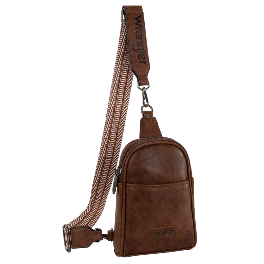 Wrangler Ladies Graphic Dark Brown Sling Crossbody Bag