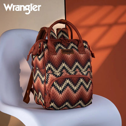 Wrangle Aztec Printed Callie Backpack/Diaper Bag - Brown Sideways