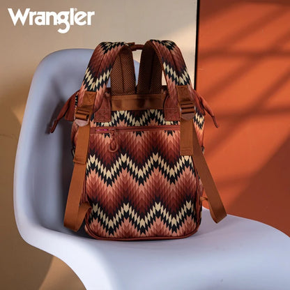 Wrangle Aztec Printed Callie Backpack/Diaper Bag - Brown Sideways
