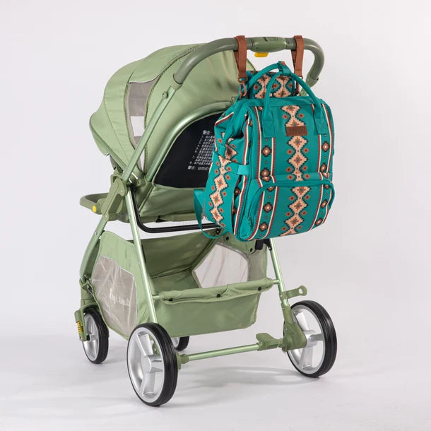 Wrangle Aztec Printed Callie Backpack/Diaper Bag - Green