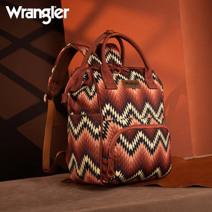 Wrangle Aztec Printed Callie Backpack/Diaper Bag - Brown Sideways