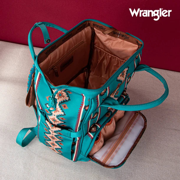 Wrangle Aztec Printed Callie Backpack/Diaper Bag - Green