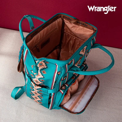 Wrangle Aztec Printed Callie Backpack/Diaper Bag - Green