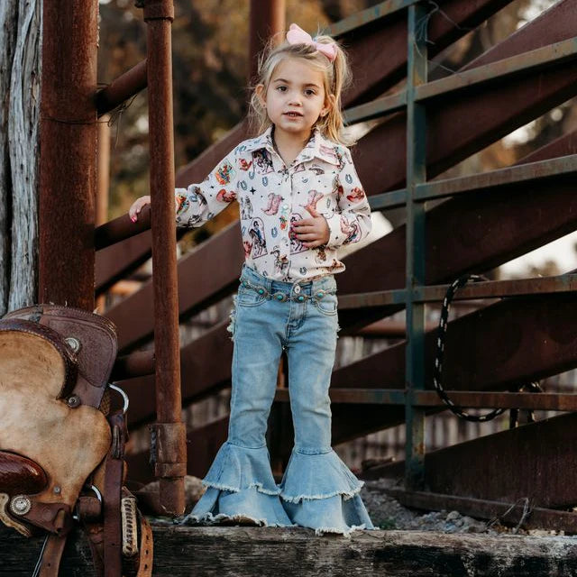 Shea Baby - Girls - Ruffle Denim Bells