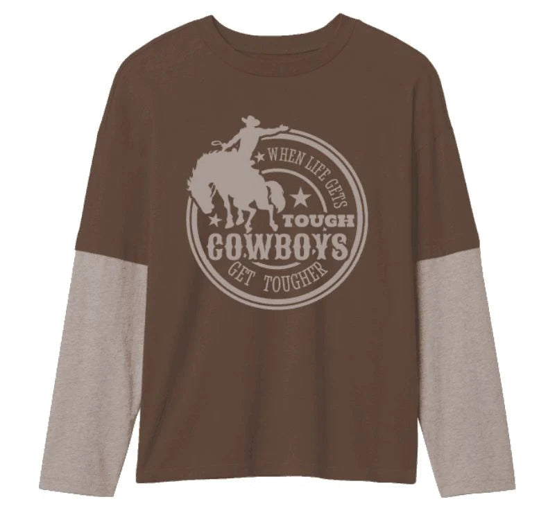 CLEARANCE - Shea Baby Cowboys Get Tougher Graphic LS Onesie/ LS Shirt