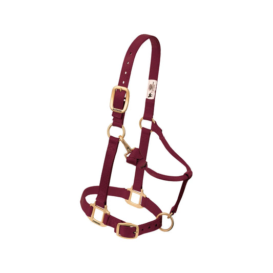 Weaver Original Nylon Adjustable Chin and Throat Snap Halter, 1" - Burgandy